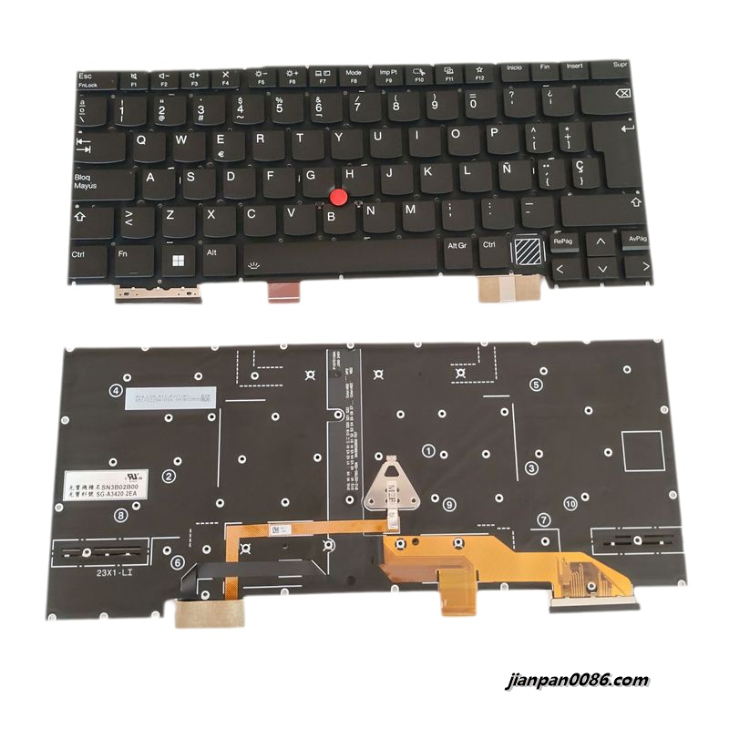 Picture of Original New Spanish Language For Lenovo Thinkpad X1 Carbon 2024 Black Backlit Laptop Keyboard  SG-A3420-2EA SN3B02B00 D726 