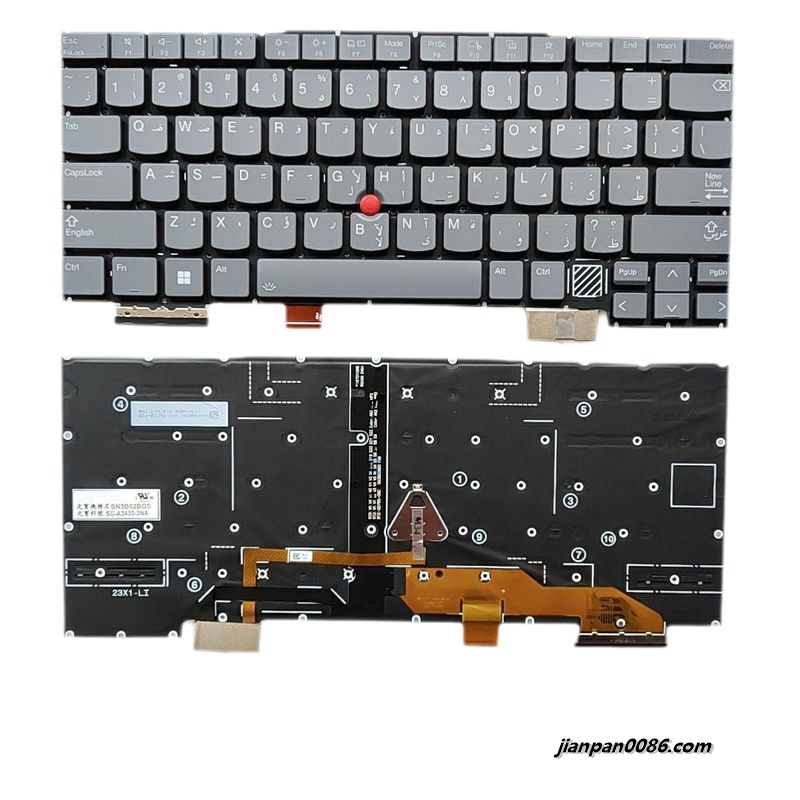 Picture of Original New Arabic Language For Lenovo Thinkpad X1 Yoga 2024 Grey Backlit Laptop Keyboard SG-A3430-74A SN3B02BG0 PK1332D2B28 C157