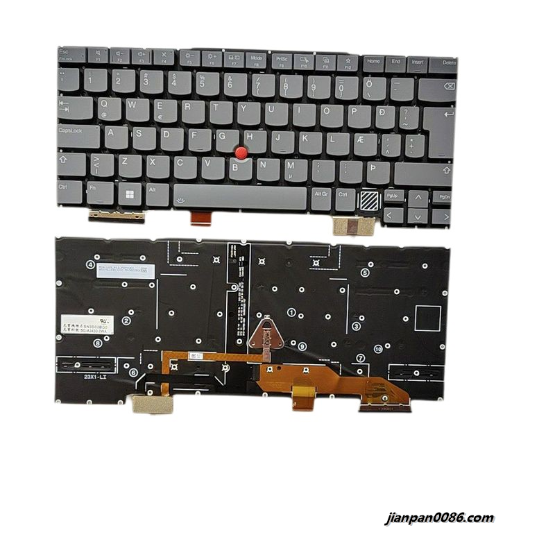 Picture of Original New Iceland Language For Lenovo Thinkpad X1 Yoga 2024 Grey Backlit Laptop Keyboard SG-A3430-2WA SN3B02BG0 PK1332D2B224 D729