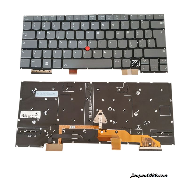 Picture of Original New Italy Language For Lenovo Thinkpad X1 Yoga 2024 Grey Backlit Laptop Keyboard SG-A3430-2IA SN3B02BG0 PK1332D2B17 C100