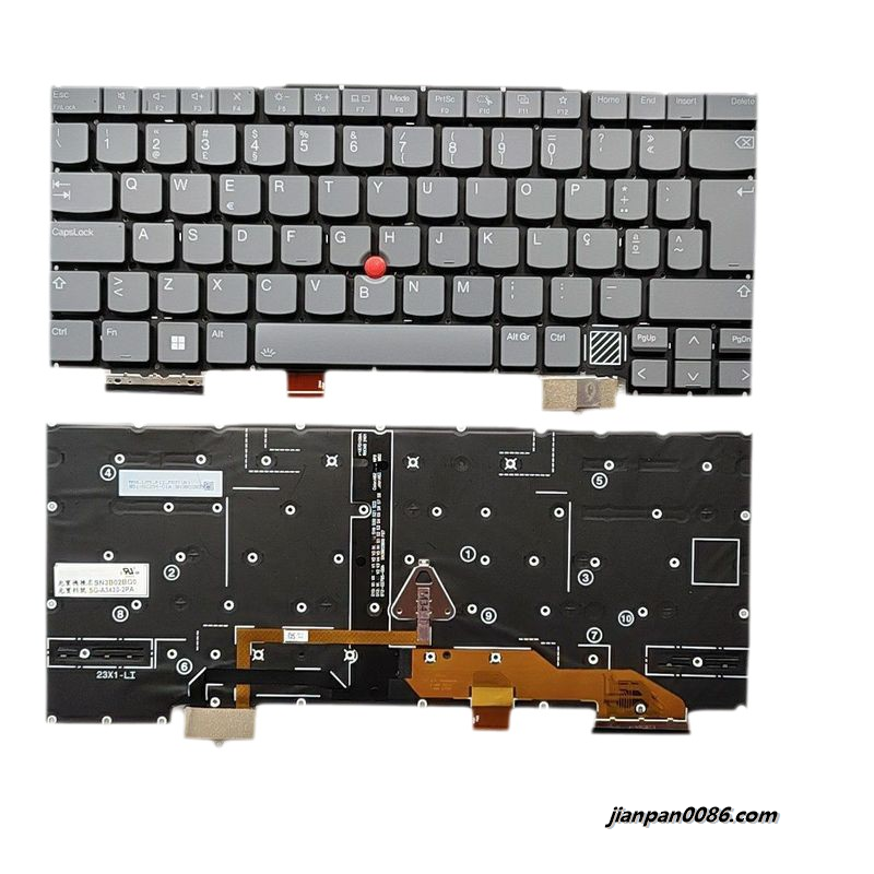 Picture of Original New Portugal Language For Lenovo Thinkpad X1 Yoga 2024 Grey Backlit Laptop Keyboard SG-A3430-2PA SN3B02BG0 D738