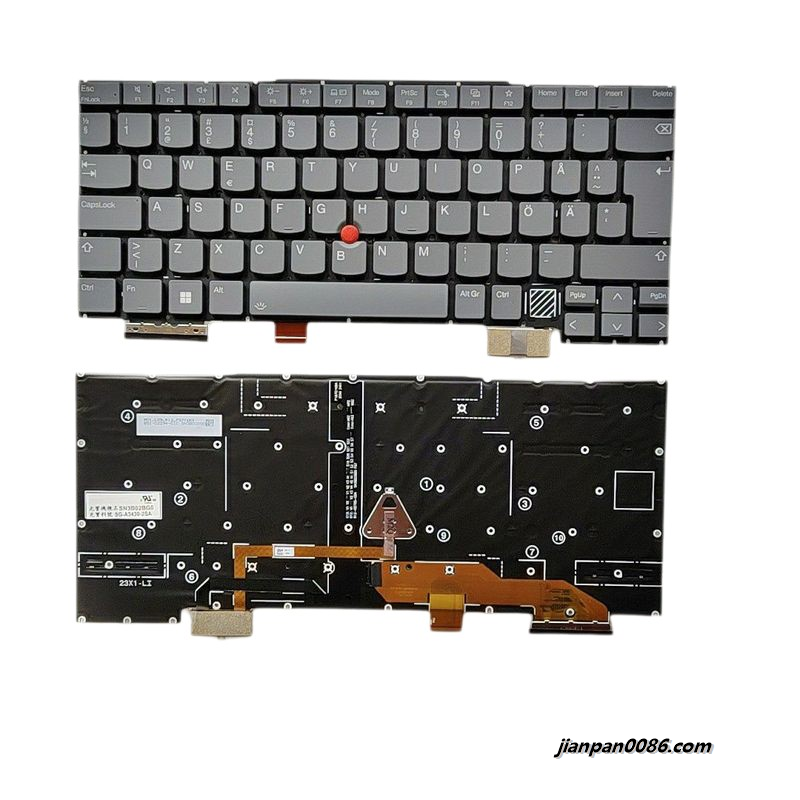 Picture of Original New Sweden Language For Lenovo Thinkpad X1 Yoga 2024 Grey Backlit Laptop Keyboard SG-A3430-2SA SN3B02BG0 D730