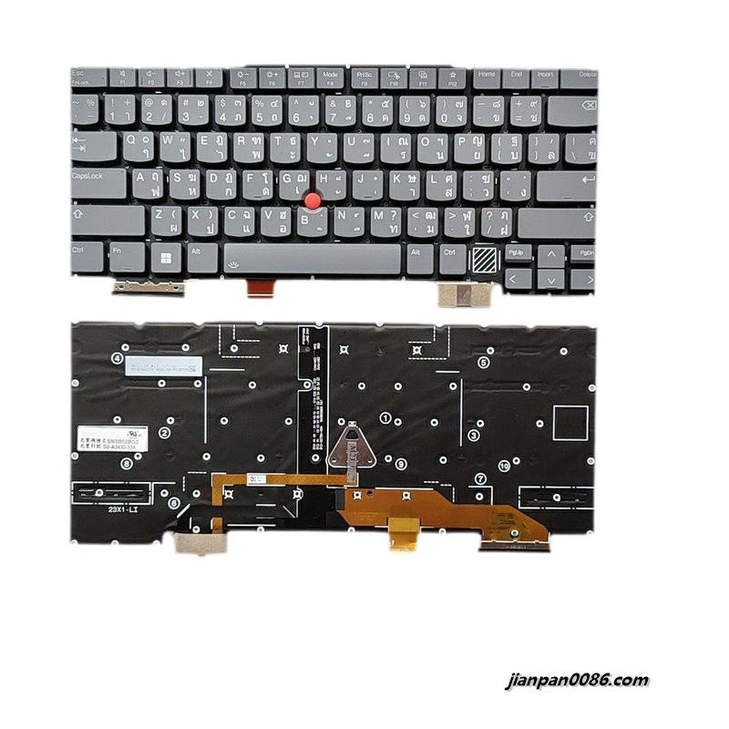 Picture of Original New Thailand Language For Lenovo Thinkpad X1 Yoga 2024 Grey Backlit Laptop Keyboard SG-A3430-33A SN3B02BG0 D736