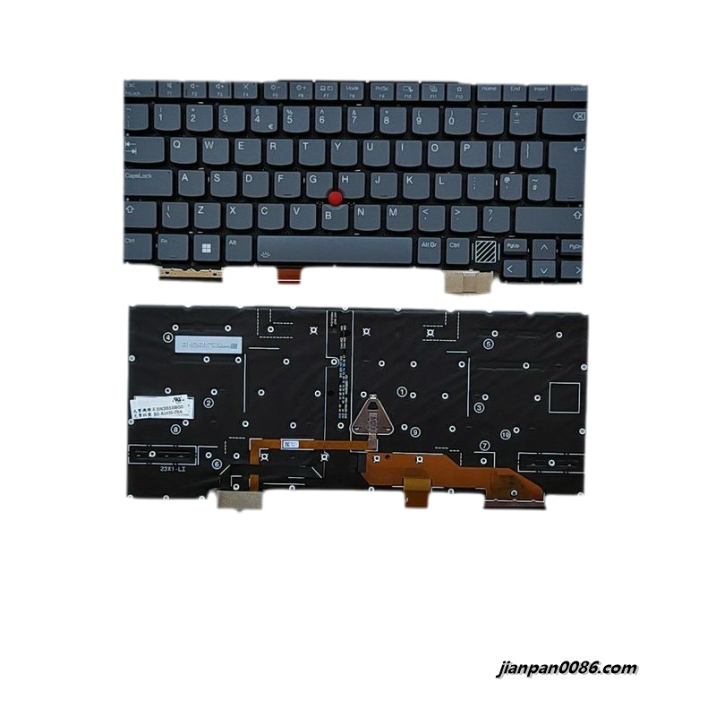 Picture of Original New UK Language For Lenovo Thinkpad X1 Yoga 2024 Grey Backlit Laptop Keyboard SG-A3430-2BA SN3B02BG0 D740