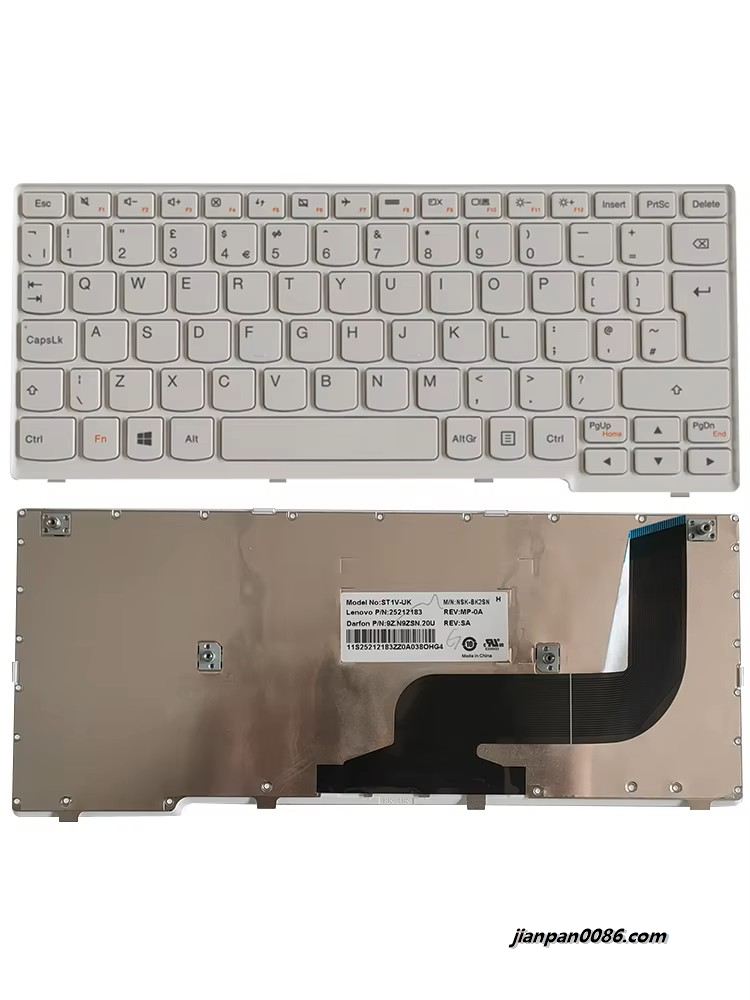 Picture of Original New UK Language For Lenovo Ideapad Yoga 11S Yoga11S-ITH Yoga11S-IFI White Black Laptop Keyboard 25212183 NSK-BK2SN