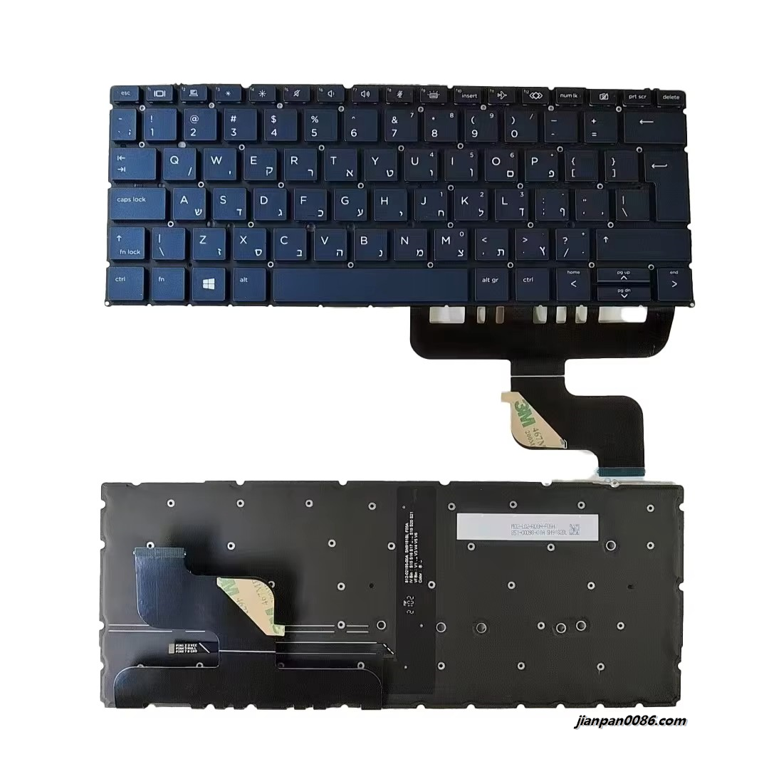 Picture of Original New Hebrew Language For HP ELITE Dragonfly G2 Blue Backlight SN9181BL9 SG-A4810-2TA 40PA607 19072