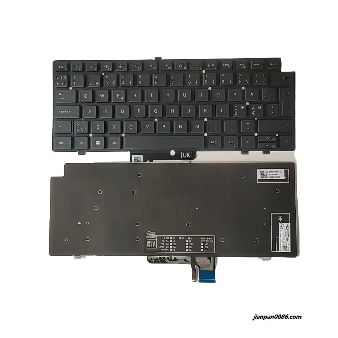 Picture of Original New Nodic Language For DELL Latitude 7640 Blue Backlight SG-B2790-XRA SN2B01B20 PK133YK3B24 DP/N:0MK75H 2PA527 19113