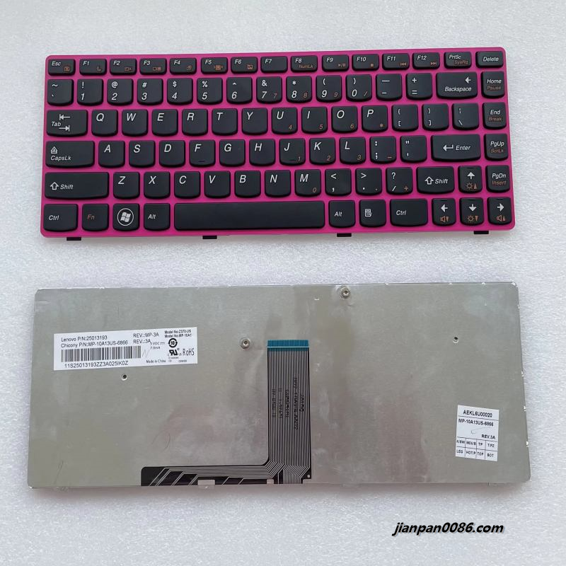 Picture of Original New US Language For Lenovo Ideapad Z470 Z475 Z370 Z470A Pink Laptop Keyboard 25013193 MP-10A13US-6866 10PE441