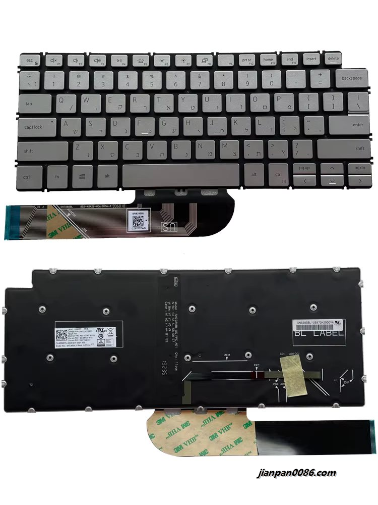 Picture of Original New Hebrew Language For DELL 7490 5390 5391 5490 5491 7391 Silver Backlight Laptop SG-98430-XTA P/N:PK132KD3B03 40PE802