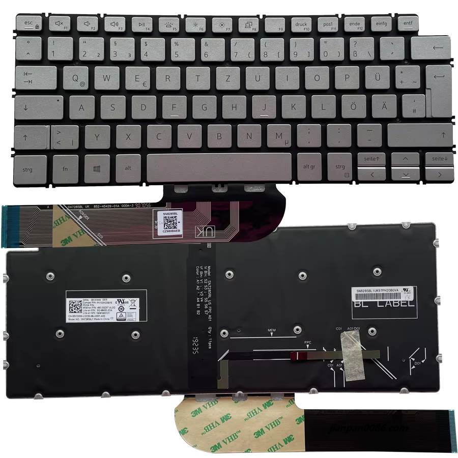 Picture of Original New Germany Language For DELL 7490 5390 5391 5490 5491 7391 Silver Backlight Laptop SG-98430-2DA PK132KD3B16 40PE804