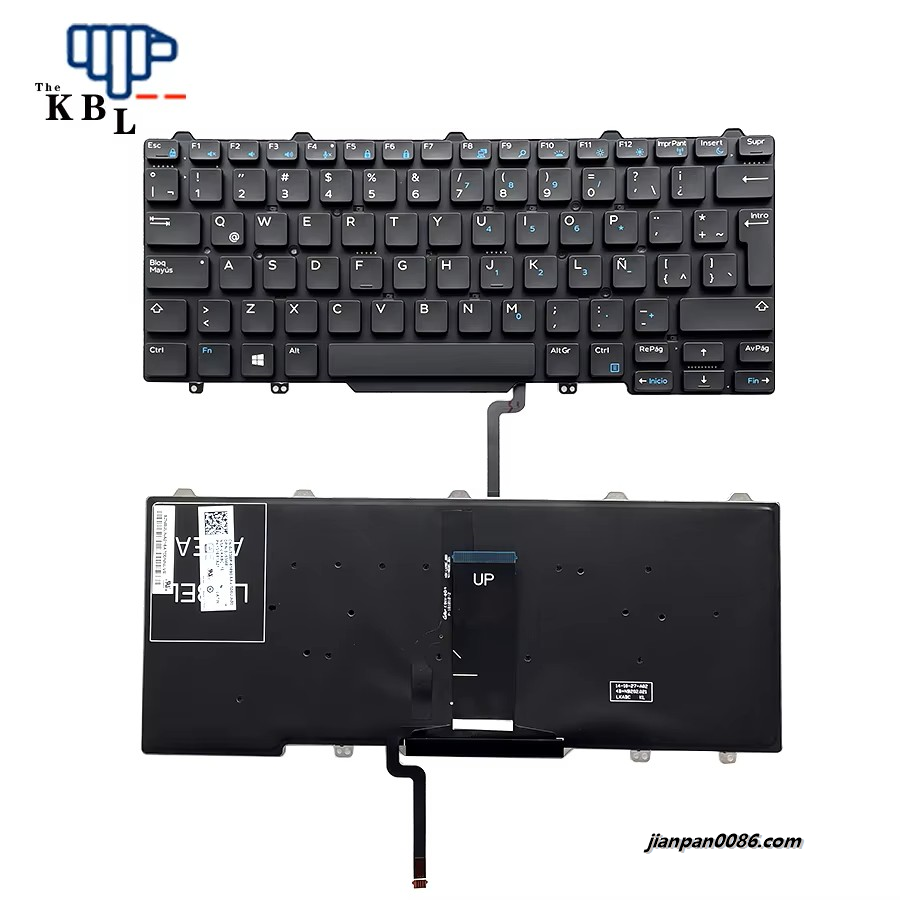 Picture of Original Latin Language For Dell Latitude E7350 E7480 E7490 Backlight Laptop Keyboard 0J53MR PK1316R1A21 NSK-LKABC 20PE609