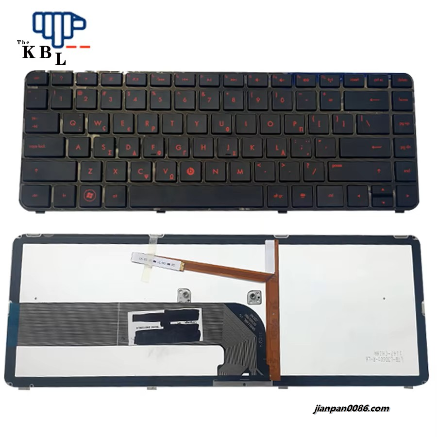 Picture of Original New Greece Language For HP DV4-3000 Black (Red Word)Backlight Laptop Keyboard 670626-041 61PTDH3556