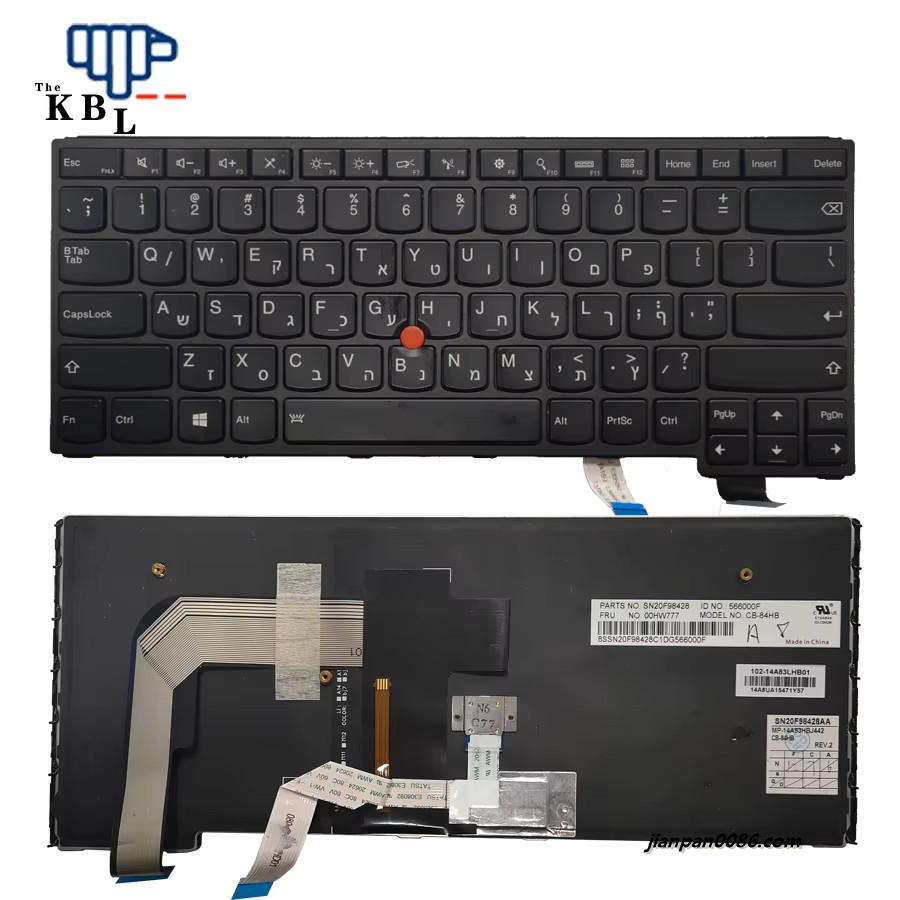 Picture of Original New Hebrew Language For IBM Thinkpad S3 YOGA 14 Black Backlight With Point Stick Laptop Keyboard MP-14A83HBJ442 5P7568