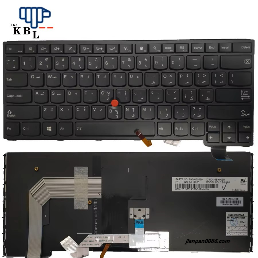 Picture of Original New Arabic Language For IBM Thinkpad S3 YOGA 14 Backlight With Point Stick Laptop Keyboard MP-14A83A0J442  SN20F98419  FRU NO.00HW768  B153 10P3011