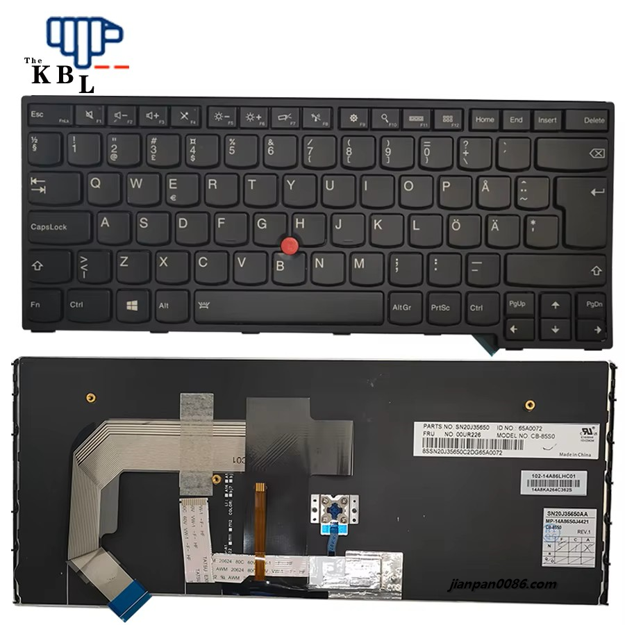 Picture of Original New Sweden Language For IBM Thinkpad S3 YOGA 14 Black Backlight With Point Stick Laptop Keyboard MP-14A86S0J442 15P7790