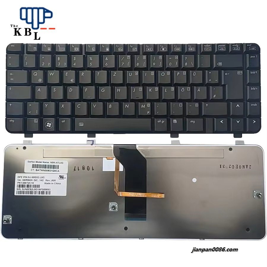 Picture of Original New Germany Language For HP CQ30 CQ35 CQ36 Black Backlight Laptop Keyboard PK1306T2C10 19PTDH3572