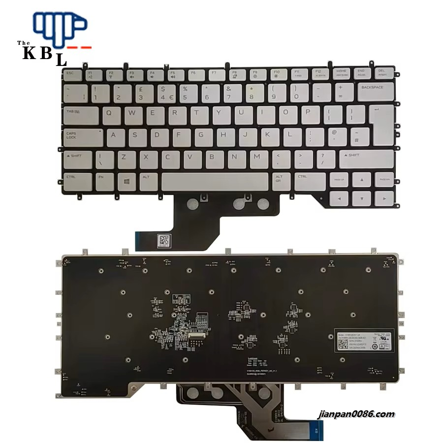 Picture of Original New UK Language For Dell Alienware M15 R2 M15 R3 Silver Laptop Keyboard V185125DK1 3PTDH6305