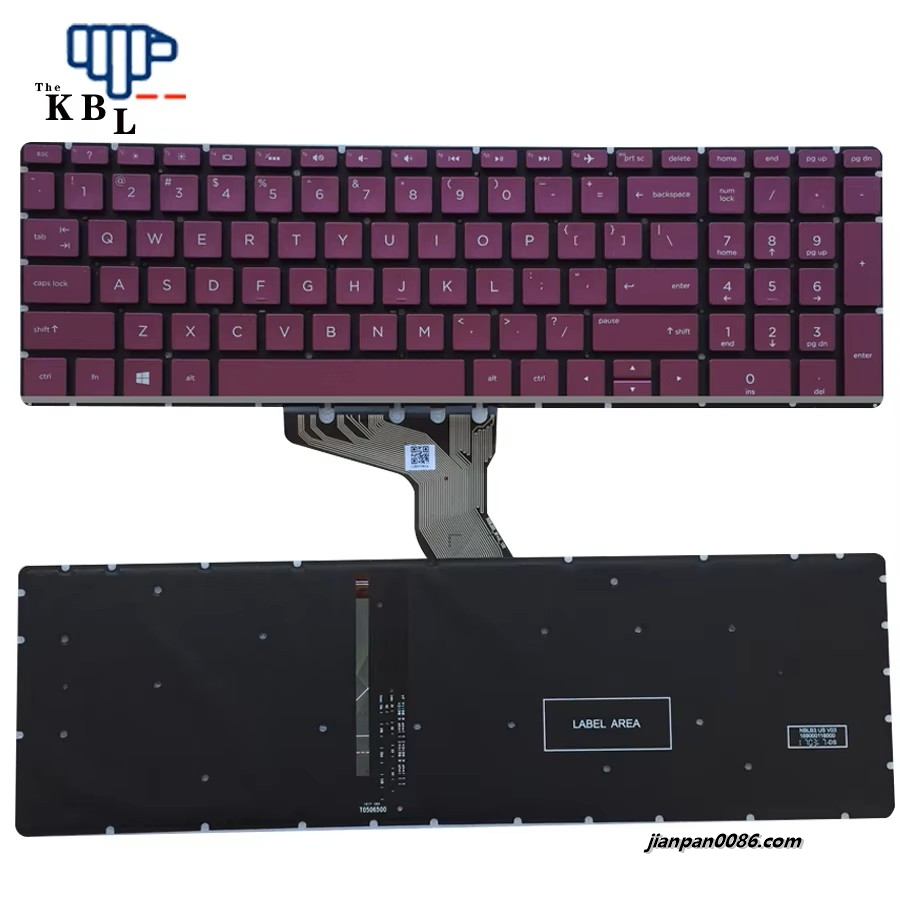Picture of Original New US Language For HP Pavilion 15-BS 15-BW 15-CC Purple Backlight Laptop Keyboard PK132044N00 PN2B-BB301C208 28PE646