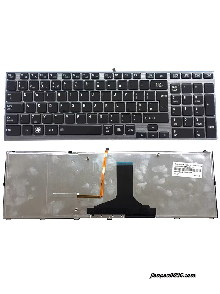 Picture of Oraginal New UK Language For Toshiba Qosmio X770 X770-107 X775 X775-Q7272 Laptop Keyboard Backlit PK130IB1A04 E150