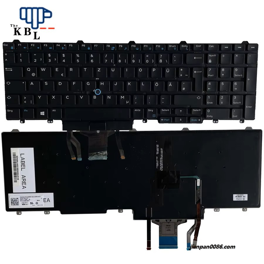 Picture of Original 90% New Germany Language For Dell Latitude E5550 E5570 E5580 E5590 Backlight Laptop Tastatur Keyboard PK1313M2B11 DP/N:02R2P6  7PTDH9492 