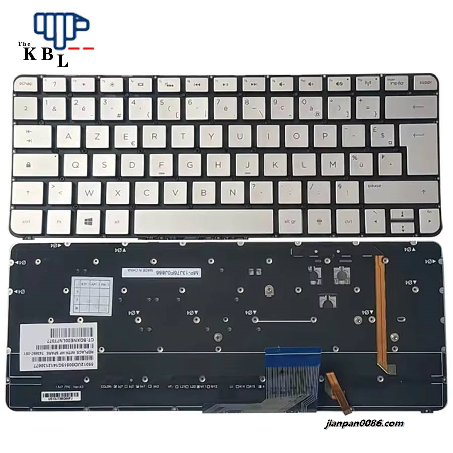 Picture of Original New France Language For HP Spectre 13-3000 Silver Backlight Laptop Keyboard MP-13J76F0J8861 15PTDH3567