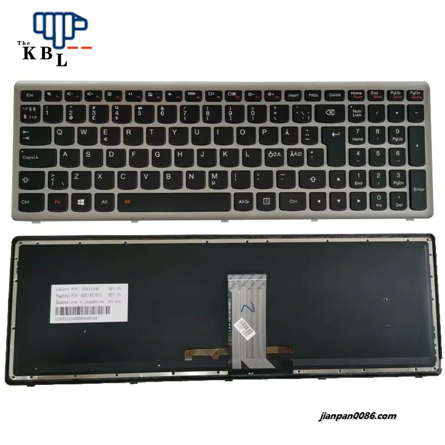Picture of Original New NE NorthEurope Language For Lenovo U510 Z710 Backlit Laptop Keyboard FRU 25212345 V-136520NK1-NE