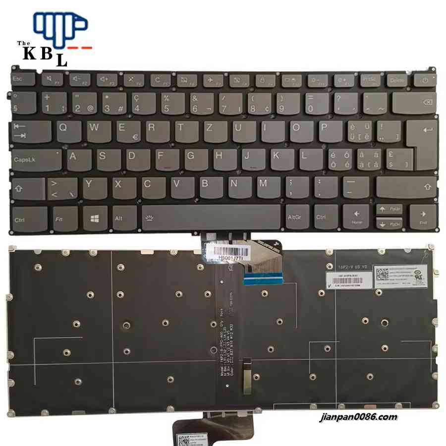 Picture of Original New Swiss Language For Lenovo 720S-13IKB 720S-13ARR Grey Backlight Power Key Laptop Keyboard PK131491A26 SN20N04545 2PE277