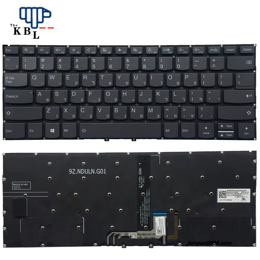 Picture of Oraginal New Hebrew Language for Lenovo Yoga C930-13 Backlit Black Laptop Keyboard SN20Q88185 PK1318S2A07 SN20Q88258 4PE535 1PE590