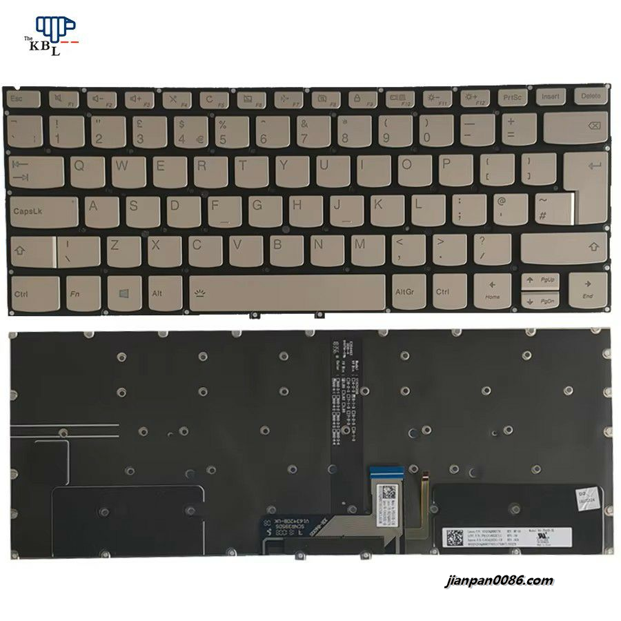 Picture of Original New UK Language For Lenovo Yoga C930 Gold Backlit Laptop Keyboard PK1318S3C11 SN20Q88076