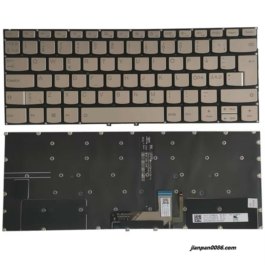 Picture of Oraginal New North Europe Language For Lenovo Yoga C930 Backlit Laptop Gold Keyboard PD4VB-NE PK1318S3C18 SN20Q88128  2PE277