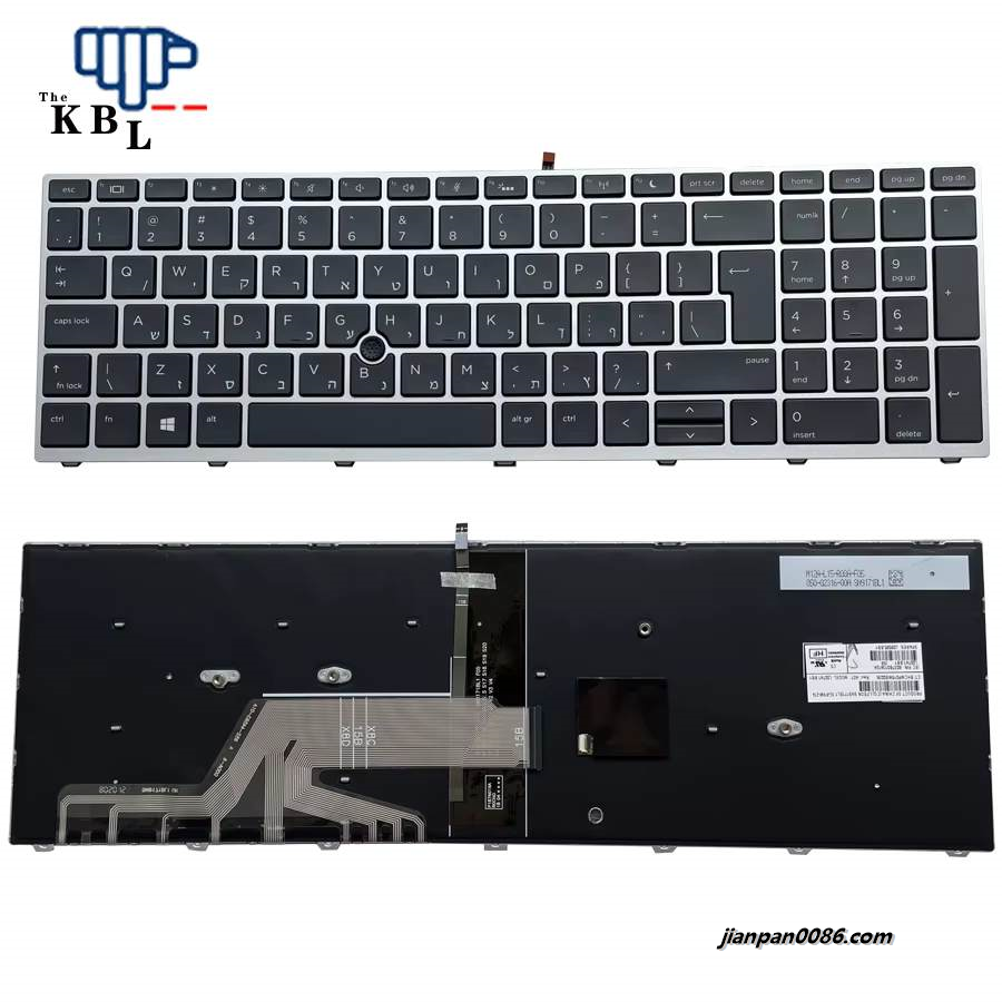 Picture of Original New Hebrew Language For HP Probook 650 G5 Black Backlight Laptop Keyboard WIth Point Stick SG-87840-2TA SN9171BL1