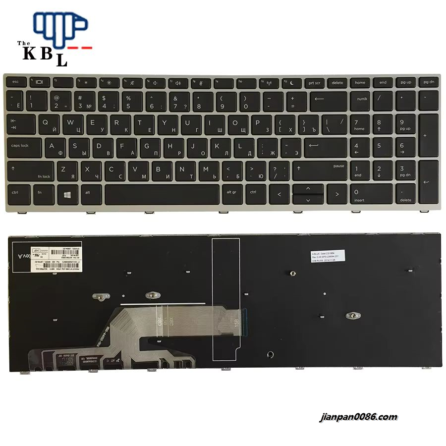 Picture of New Russian Language For HP Probook 450 G5 455 470 G5 Black Nobacklit Laptop Keyboard (Silver Frame)SG-87820-XAA SN9171 2PE287