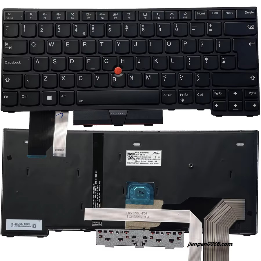 Picture of Original New UK Language For IBM Thinkpad L14 Black Backlight With Point Stick Laptop SG-B3260-2BA SN5395BZ PK131H42B10 A815