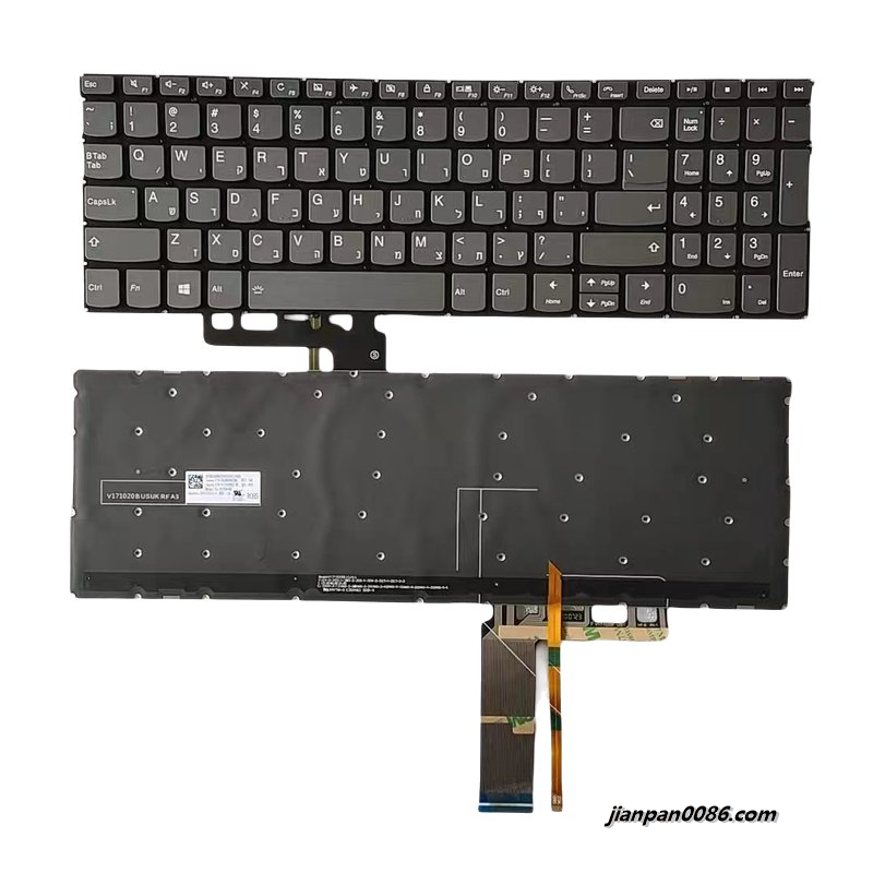 Picture of Original New Hebrew Layout For Lenovo C740-15 Laptop Grey Backlight Keyboard V171020BS2-HB PK131FH2A07 16813 20PTDH5408