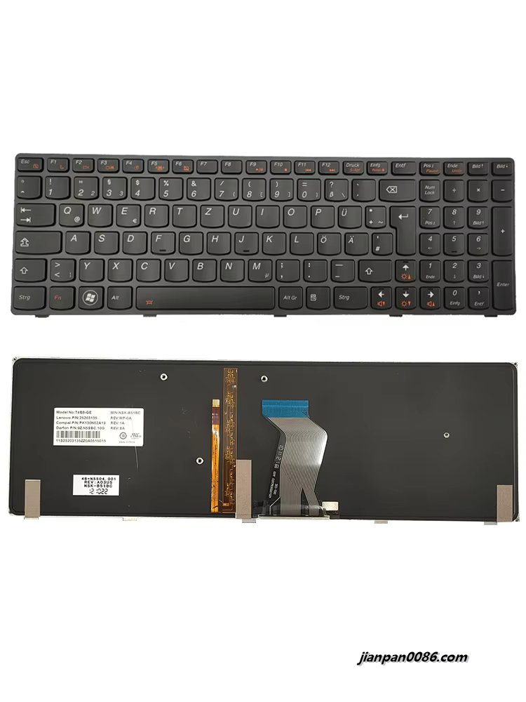 Picture of Oniginal New Germany Language For  Lenovo Y580 Y580N Y580A Y590 Y590N Backlit Laptop Keyboard FRU25203135  PK130N02A19
