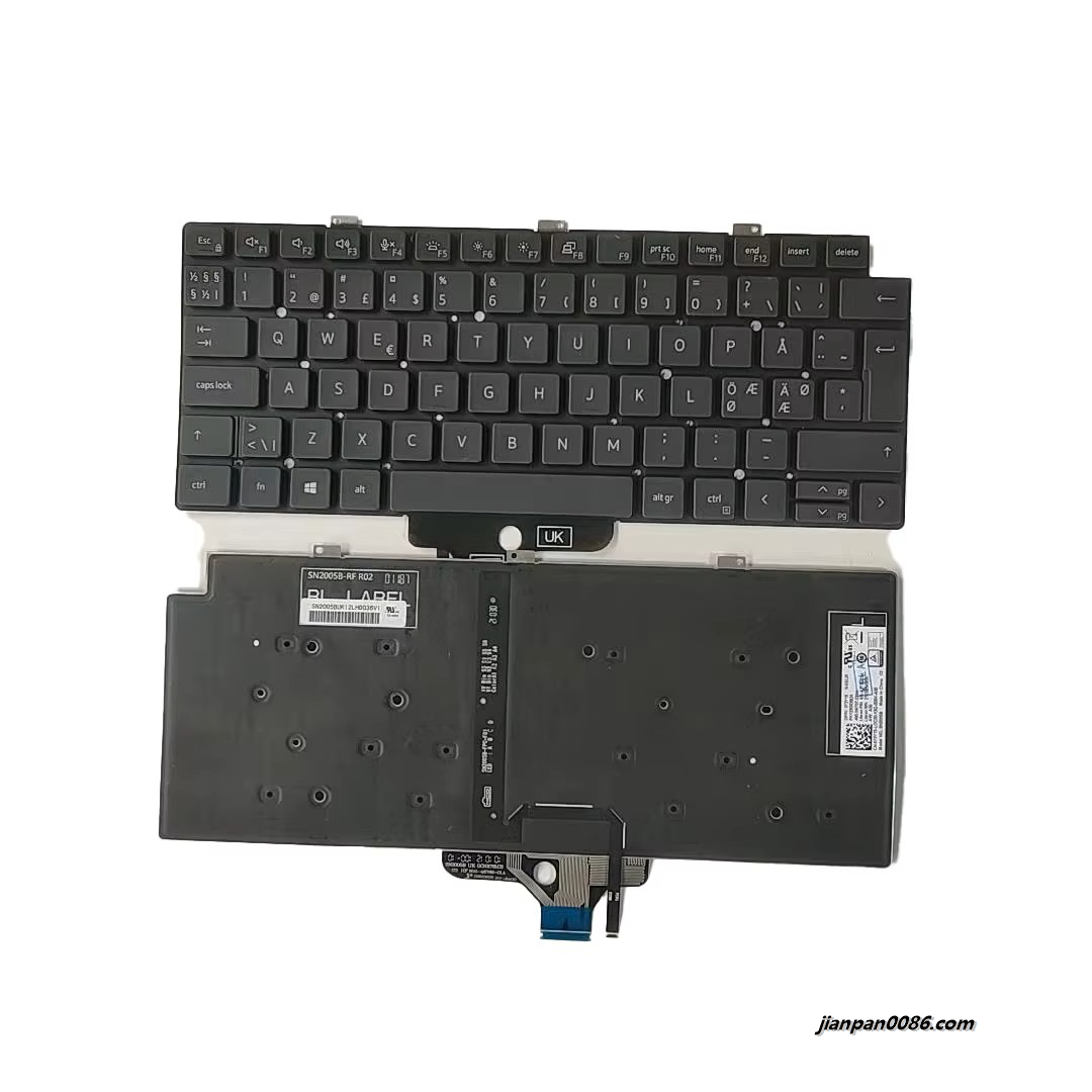 Picture of Original New Nordic Language For Dell Latitude 7320 Black Backlight Laptop Keyboard SG-B2730-79A 2PA531 19172