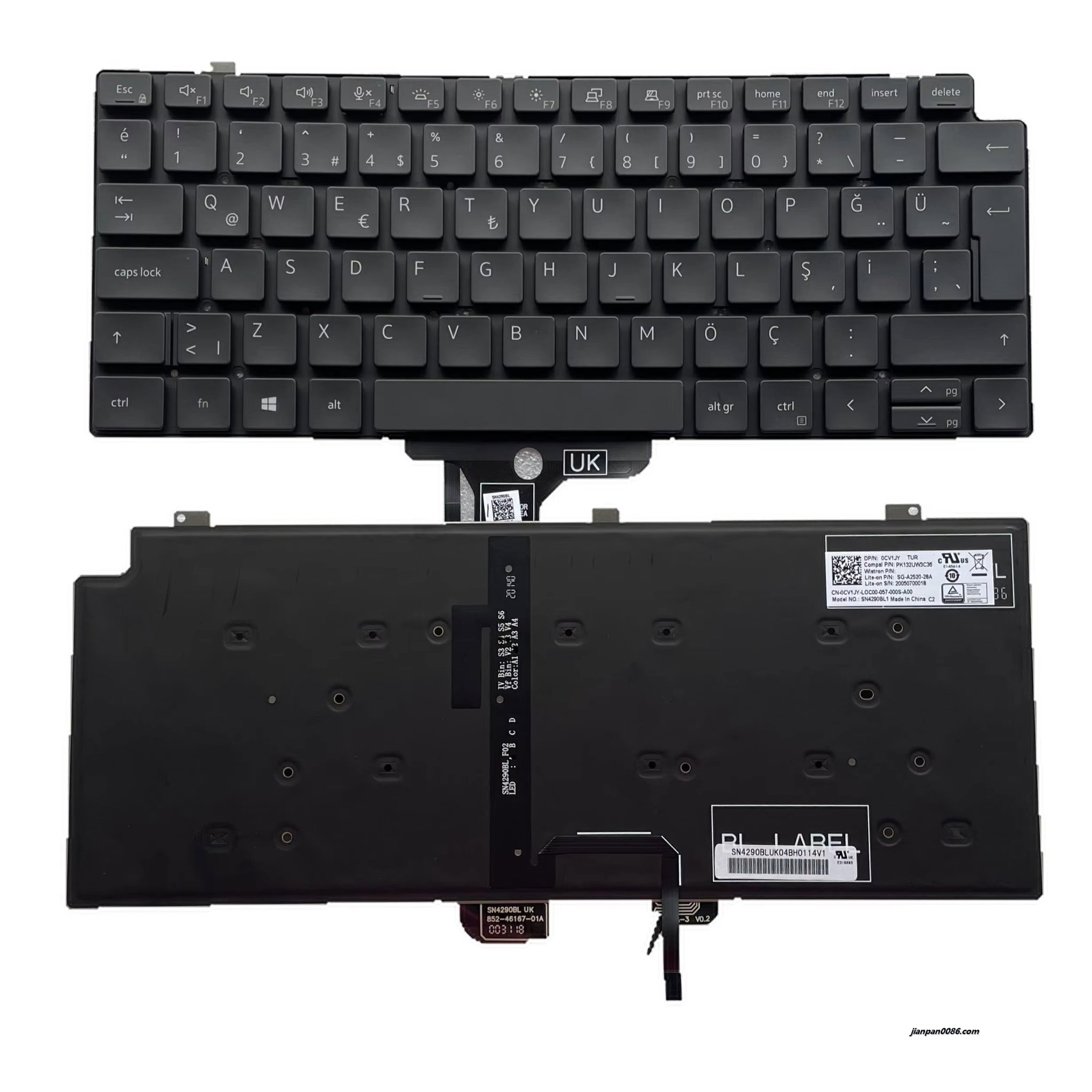 Picture of Original Turkey Language For Dell Latitude 7310 7320 Backlight Laptop Keyboard SG-A2520-28A PK132UW3C36 0CV1JY 40P1107