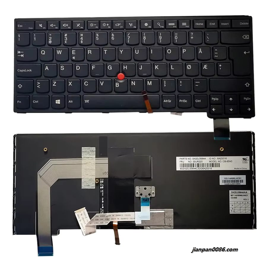 Picture of Original New Norway Language For IBM Thinkpad S3 YOGA 14 Black Backlight With Point Stick Laptop Keyboard MP-14A86N0J4421 1P9425