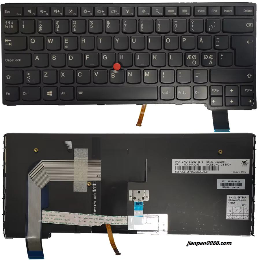 Picture of Original New NorthernEurope Language ForIBM ThinkpadS3 YOGA 14 Backlight WithPointStick LaptopKeyboard MP-14A86DNJ4421 2P3015