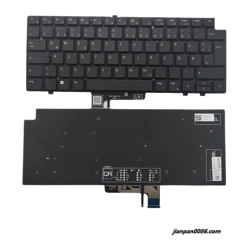 Picture of Original New Germany Language For DELL Latitude 7640 Black Backlight Keyboard SG-B2790-2DA SN2B01B20 PK133YK3B16 DP/N:0KYJ0V S013
