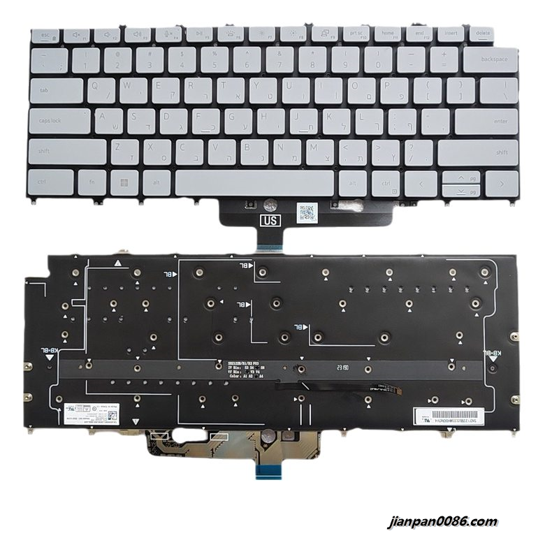 Picture of Oraginal New Hebrew Language For Dell XPS 13 9315 Backlit Laptop Keyboard SG-B1600-XTA SN2122B PK133Q71A03 DP/N:03H4GM S036
