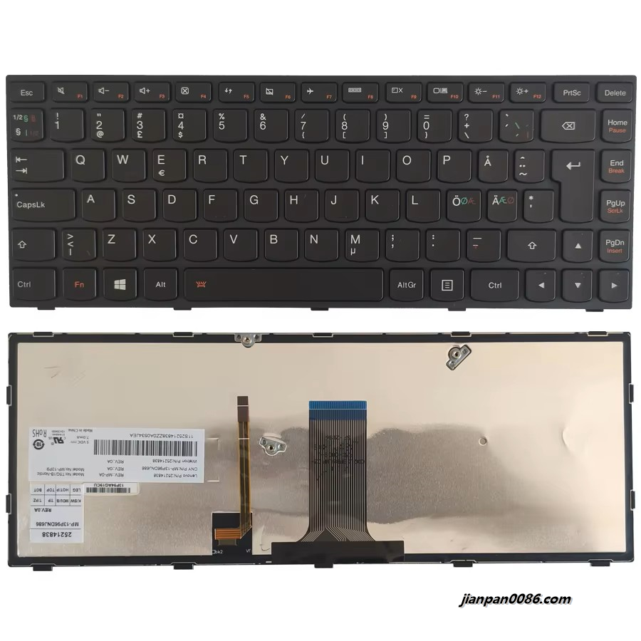 Picture of Original New Northern Europe Language For Lenovo G40 G40-70 G40-75 G40-80 N40-70 Black Backlight Laptop MP-13P96DNJ686 1PE414