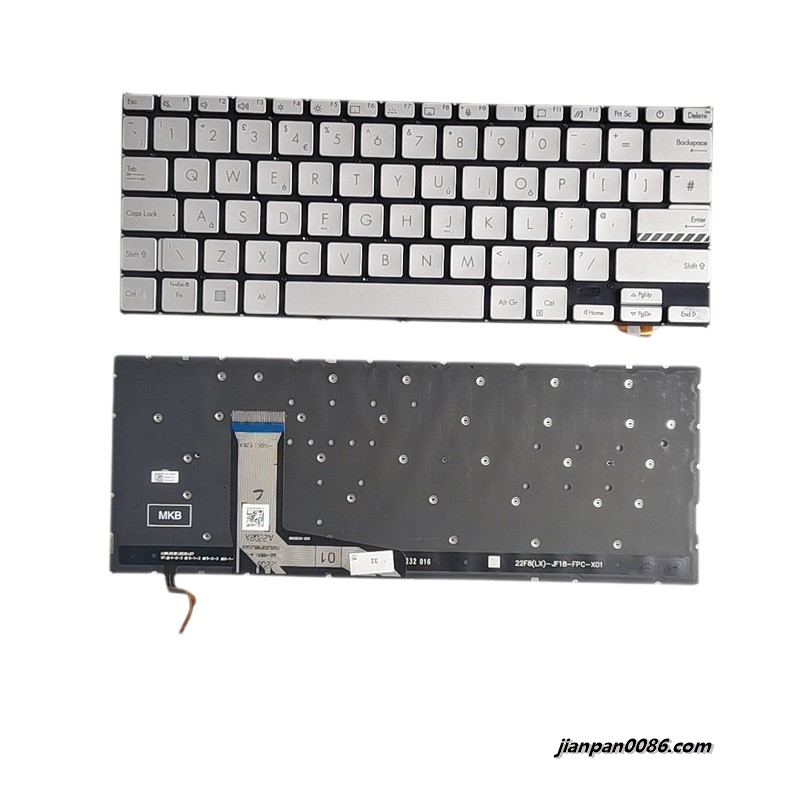 Picture of Original New UK Language For Asus X1402 Silver Laptop Keyboard 102-022F8LHB01 F050