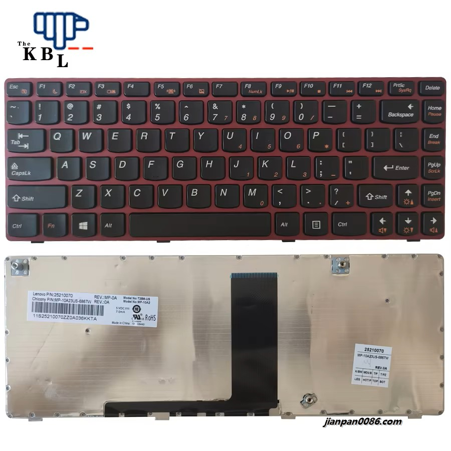 Picture of Original New US Language For Lenovo V380 V380A V380L V380S V385 Red Laptop Keyboard MP-10A23US-686 7W 4PE11