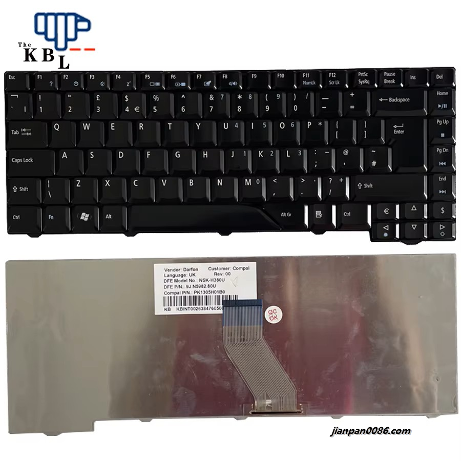 Picture of Original New UK Language For Acer Aspire 4710 4720 4920 5220 5520 5720 5920 Black Laptop Keyboard PK1305H01B0