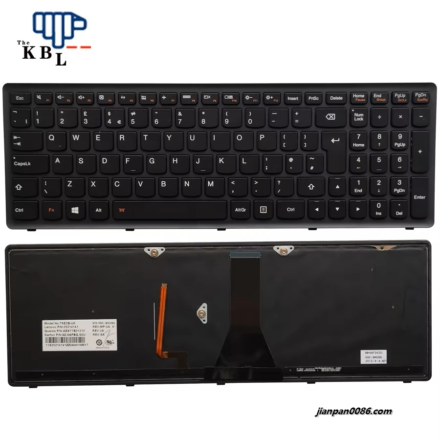 Picture of Original New UK Language For Lenovo FLEX 15 Black Backlight Laptop Keyboard 25214141 4PE53