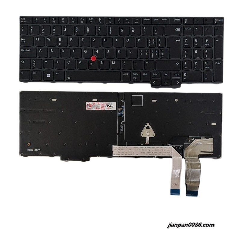 Picture of Original New Swiss Language For Lenovo ThinkPad T16 Gen3 Black Backlit Laptop Keyboard 2H-BDUCHL70121 SN21K04952 PK132XX3B13 FRU P/N:5N21K05174 S061