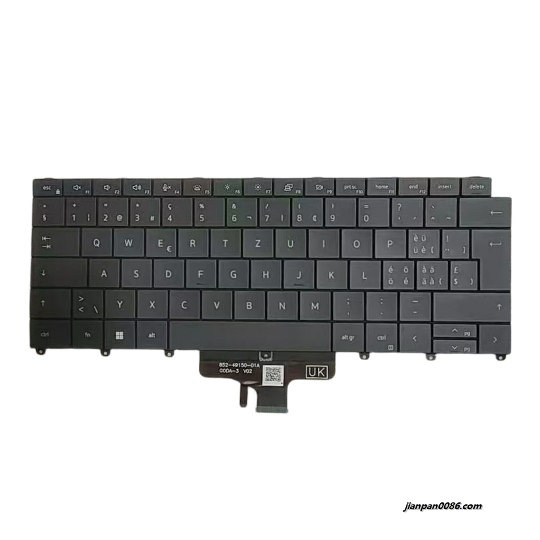 Picture of Original New Swiss Language For Dell Latitude 9440 Black Backlight Laptop Keyboard SG-B1230-2XA SNB02B20 PK137492A10 DP/N:0XM78Y C074