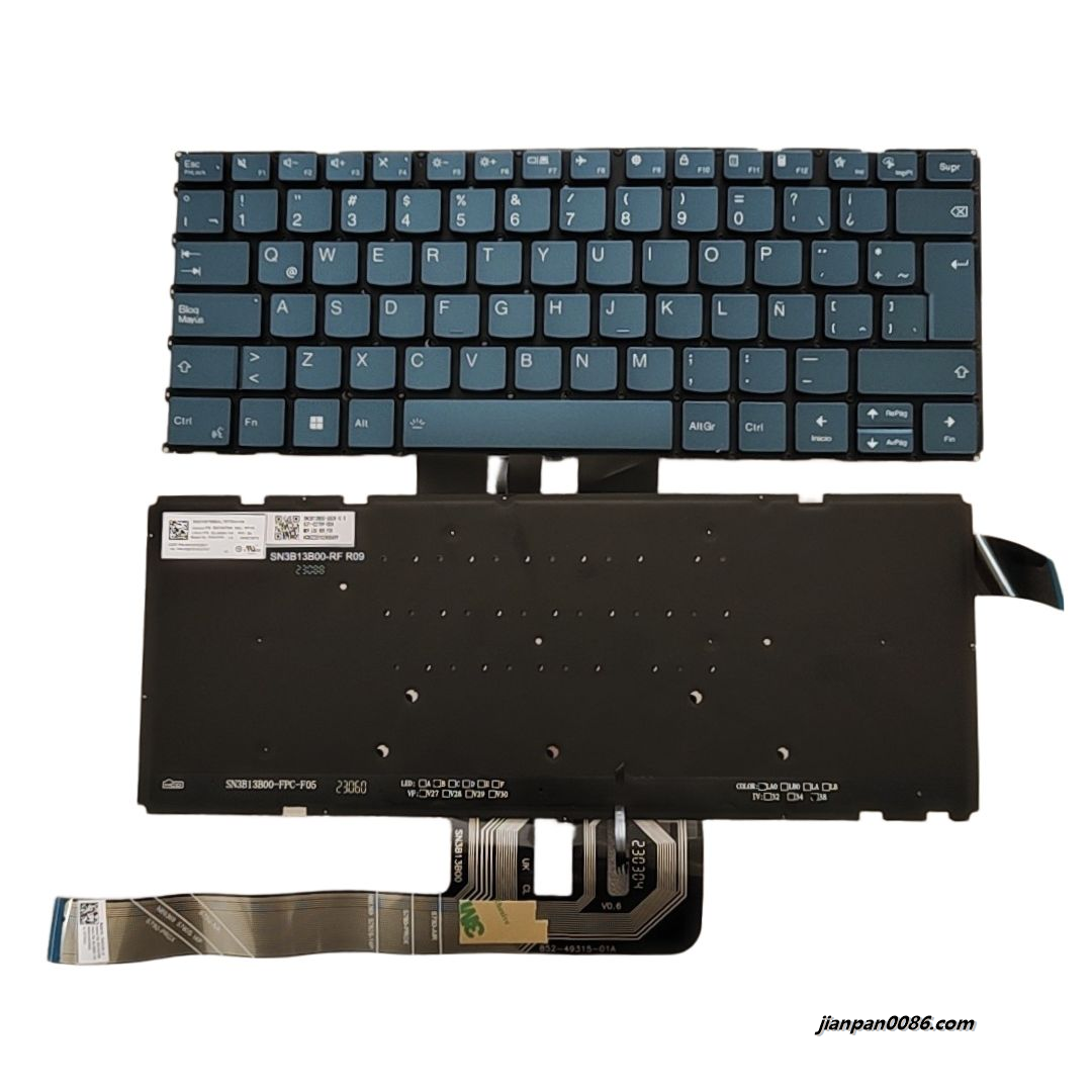 Picture of Original New Latin Layout  For Lenovo Yoga Pro7 Blue Backlight Laptop Keyboard SG-A9080-74A SN3B13BT0 PK132YE3B17 S328