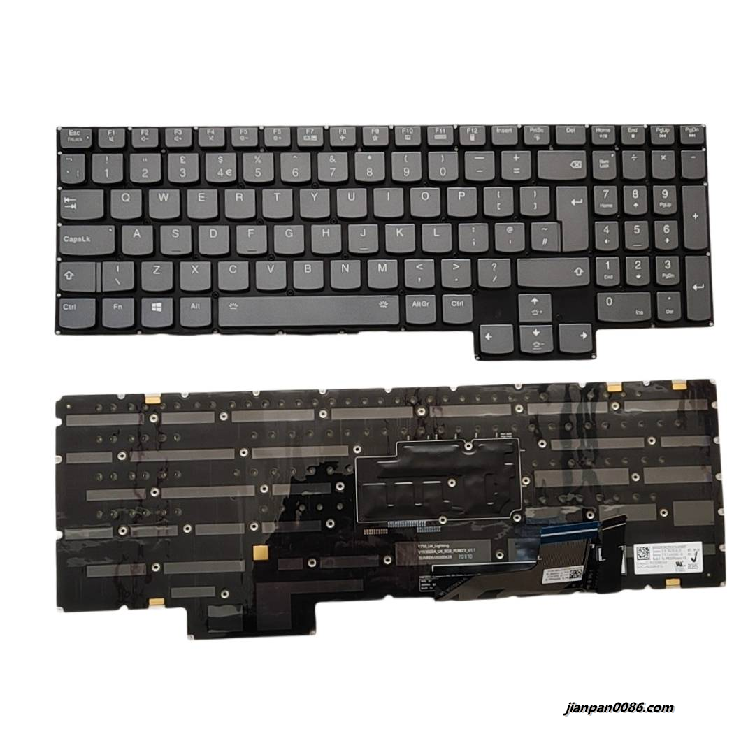 Picture of Original UK Language For Lenovo Y9000K Colour Backlit Grey Laptop Keyboard V193020AK1-UK SN20X18125 PK132VH1A10 S396